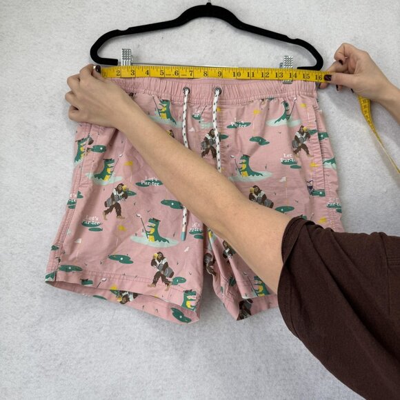 Party Pants Shorts Mens Medium Pink Golf Let's Par-Tee Print Elastic Waist Beach - Picture 3 of 11